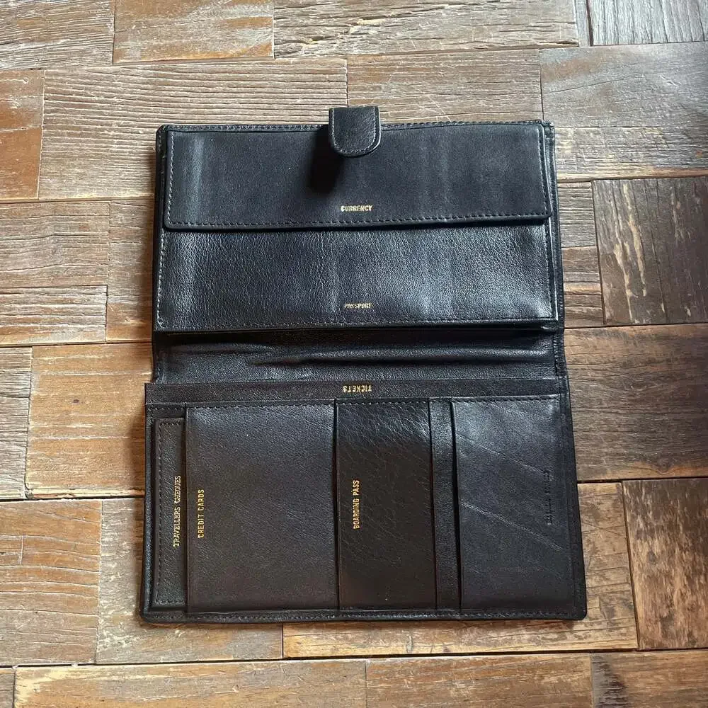 Vintage Miller High Life Branded Black Leather Travel Wallet and Organizer